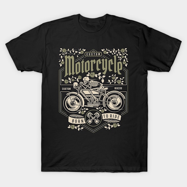 Skull Motorcycle T-Shirt by p308nx